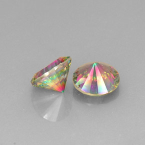 캐럿 천연 탑 레인보우 미스틱 쿼츠 보석, 라운드 컷, 8.92 mm, VVS-VS