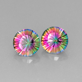 캐럿 천연 탑 레인보우 신비한 석영 보석, 라운드 컷, VVS-VS