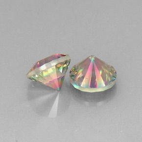 캐럿 천연 탑 레인보우 신비한 석영 보석, 라운드 컷, VVS-VS