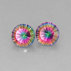 캐럿 천연 탑 레인보우 신비한 석영 보석, 라운드 컷, VVS-VS