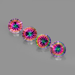 캐럿 천연 탑 레인보우 신비한 석영 보석, 라운드 컷, VVS-VS