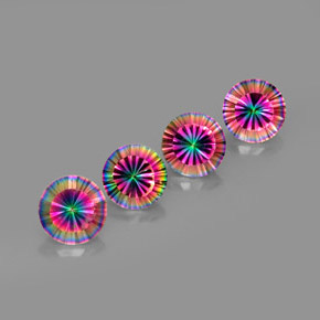 캐럿 천연 탑 레인보우 신비한 석영 보석, 라운드 컷, VVS-VS