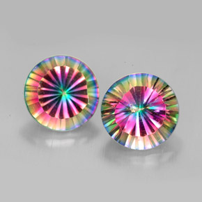 캐럿 천연 탑 레인보우 신비한 석영 보석, 라운드 컷, VVS-VS