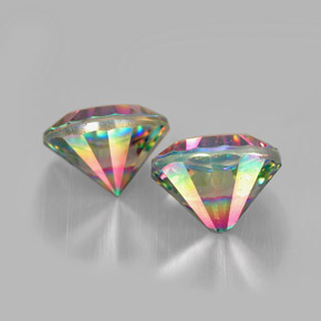 캐럿 천연 탑 레인보우 신비한 석영 보석, 라운드 컷, VVS-VS