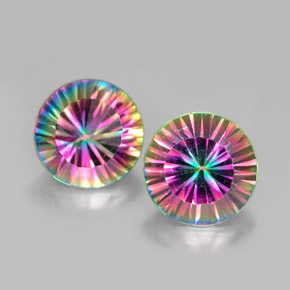캐럿 천연 탑 레인보우 신비한 석영 보석, 라운드 컷, VVS-VS