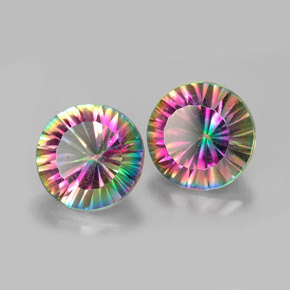 캐럿 천연 탑 레인보우 신비한 석영 보석, 라운드 컷, VVS-VS