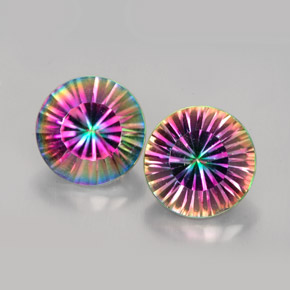 캐럿 천연 탑 레인보우 미스틱 쿼츠 보석, 라운드 컷, 8.97 mm, VVS-VS