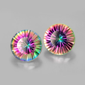 캐럿 천연 탑 레인보우 미스틱 쿼츠 보석, 라운드 컷, 8.97 mm, VVS-VS