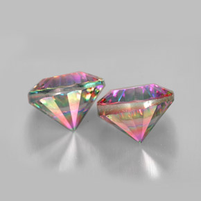 캐럿 천연 탑 레인보우 미스틱 쿼츠 보석, 라운드 컷, 8.97 mm, VVS-VS