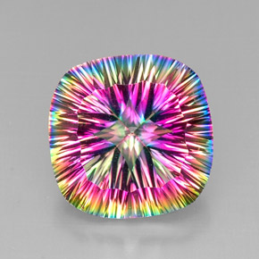 27.53캐럿 천연 탑 레인보우 신비한 석영, 쿠션 컷, VVS-VS