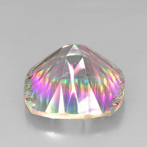 28.40캐럿 천연 탑 레인보우 미스틱 쿼츠, 쿠션 컷, 20.1×20.1 mm, VVS-VS