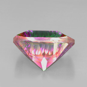28.86캐럿 천연 탑 레인보우 미스틱 쿼츠, 쿠션 컷, 20.2×20.1 mm, VVS-VS