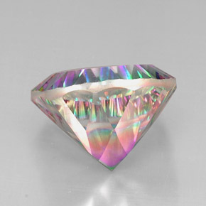 30.78캐럿 천연 탑 레인보우 미스틱 쿼츠, 쿠션 컷, 20.1×20 mm, VVS-VS