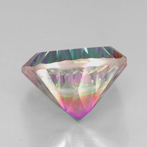 30.84캐럿 천연 탑 레인보우 미스틱 쿼츠, 쿠션 컷, 20.1×20 mm, VS