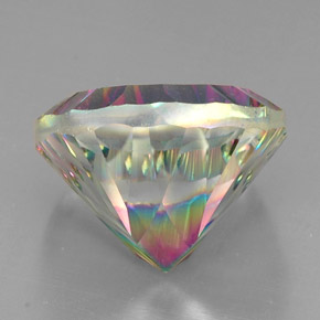 32.97캐럿 천연 탑 레인보우 미스틱 쿼츠, 쿠션 컷, 20.3×20.1 mm, VVS-VS