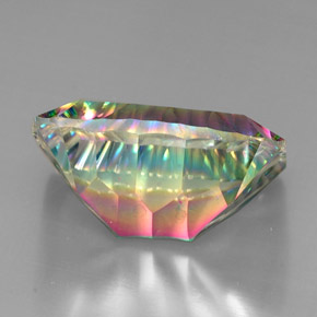 37.43캐럿 천연 탑 레인보우 미스틱 쿼츠, 에메랄드 컷, 25×18 mm, VVS-VS