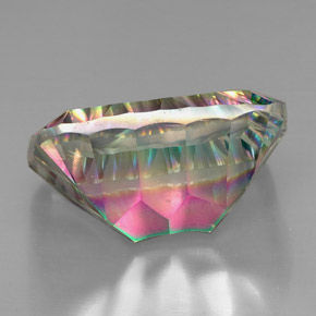 38.06캐럿 천연 탑 레인보우 미스틱 쿼츠, 에메랄드 컷, 25.1×17.9 mm, VVS-VS