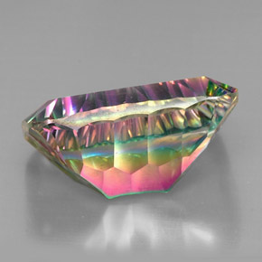 38.22캐럿 천연 탑 레인보우 미스틱 쿼츠, 에메랄드 컷, 24.9×17.9 mm, VVS-VS