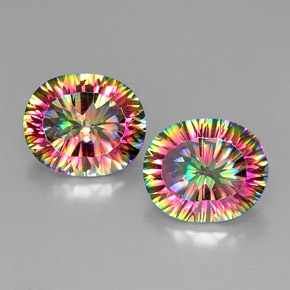 캐럿 천연 탑 레인보우 신비한 석영 보석, 타원형 컷, VVS-VS