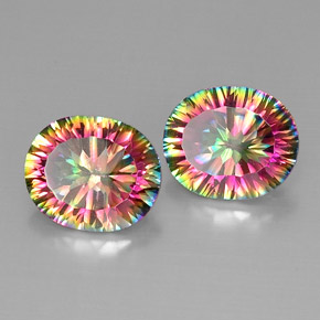 캐럿 천연 탑 레인보우 신비한 석영 보석, 타원형 컷, VVS-VS