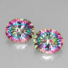 캐럿 천연 탑 레인보우 신비한 석영 보석, 타원형 컷, VVS-VS