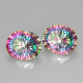 캐럿 천연 탑 레인보우 신비한 석영 보석, 타원형 컷, VVS-VS