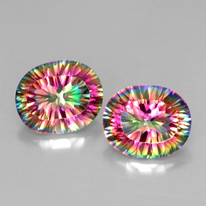 캐럿 천연 탑 레인보우 미스틱 쿼츠 보석, 타원형 컷, 12.2×10.1 mm, VVS-VS