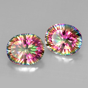 캐럿 천연 탑 레인보우 미스틱 쿼츠 보석, 타원형 컷, 12.2×10.1 mm, VVS-VS