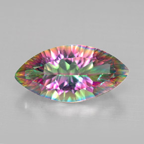 3.79캐럿 천연 탑 레인보우 미스틱 쿼츠, 마퀴즈, 16.1×8.2 mm, VS