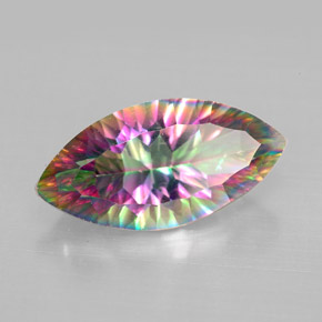 3.79캐럿 천연 탑 레인보우 미스틱 쿼츠, 마퀴즈, 16.1×8.2 mm, VS