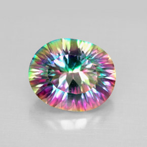 4.59캐럿 천연 탑 레인보우 미스틱 쿼츠, 타원형 컷, 12.1×10 mm, VS