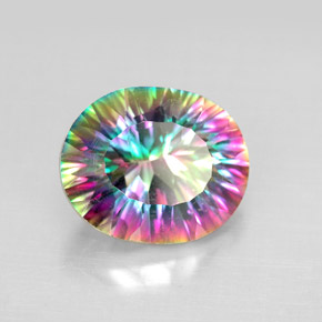 4.59캐럿 천연 탑 레인보우 미스틱 쿼츠, 타원형 컷, 12.1×10 mm, VS