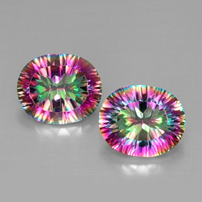 캐럿 천연 탑 레인보우 미스틱 쿼츠 보석, 타원형 컷, 12.1×9.9 mm, VVS-VS