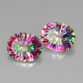 캐럿 천연 탑 레인보우 미스틱 쿼츠 보석, 타원형 컷, 12.1×9.9 mm, VVS-VS