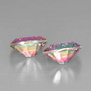 캐럿 천연 탑 레인보우 미스틱 쿼츠 보석, 타원형 컷, 12.1×9.9 mm, VVS-VS