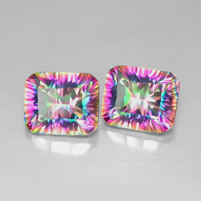 캐럿 천연 탑 레인보우 미스틱 쿼츠 보석, 에메랄드 컷, 12.2×10.1 mm, VVS