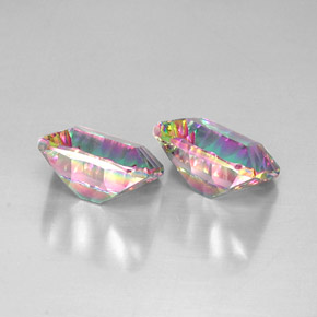 캐럿 천연 탑 레인보우 미스틱 쿼츠 보석, 에메랄드 컷, 12.2×10.1 mm, VVS
