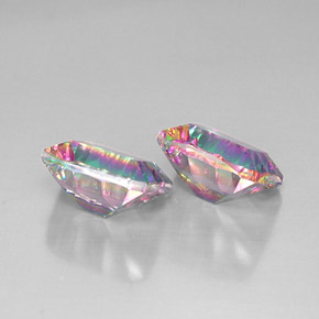 캐럿 천연 탑 레인보우 미스틱 쿼츠 보석, 에메랄드 컷, 12×9.9 mm, VVS