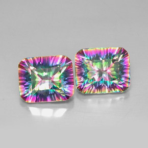 캐럿 천연 탑 레인보우 미스틱 쿼츠 보석, 에메랄드 컷, 12.1×10 mm, VVS-VS