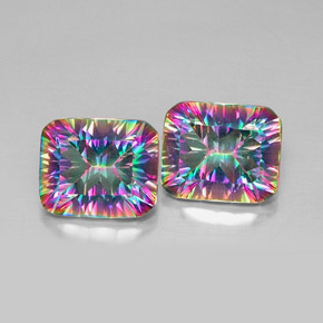 캐럿 천연 탑 레인보우 미스틱 쿼츠 보석, 에메랄드 컷, 12×10 mm, VVS