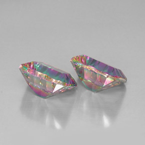 캐럿 천연 탑 레인보우 미스틱 쿼츠 보석, 에메랄드 컷, 12×10 mm, VVS