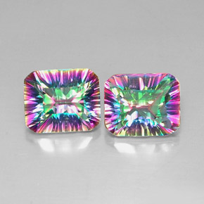 캐럿 천연 탑 레인보우 신비한 석영 보석, 에메랄드 컷, VVS-VS