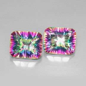 캐럿 천연 탑 레인보우 신비한 석영 보석, 에메랄드 컷, VVS