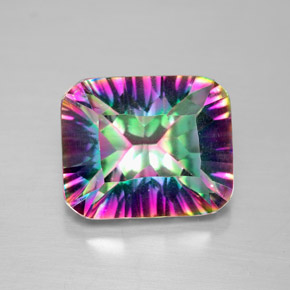 5.59캐럿 천연 탑 레인보우 미스틱 쿼츠, 에메랄드 컷, 12.2×10.1 mm, VVS