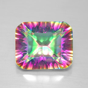 5.32캐럿 천연 탑 레인보우 미스틱 쿼츠, 에메랄드 컷, 12.1×10 mm, VVS
