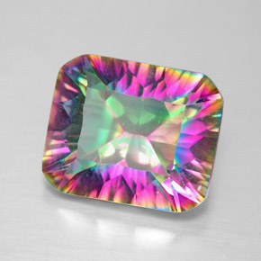 5.32캐럿 천연 탑 레인보우 미스틱 쿼츠, 에메랄드 컷, 12.1×10 mm, VVS