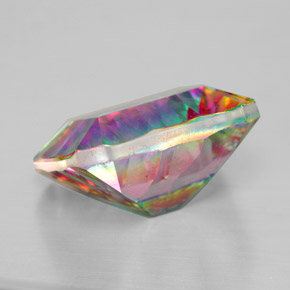 5.32캐럿 천연 탑 레인보우 미스틱 쿼츠, 에메랄드 컷, 12.1×10 mm, VVS