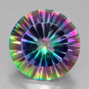 6.96캐럿 천연 탑 레인보우 미스틱 쿼츠, 라운드 컷, 13.12 mm, VVS