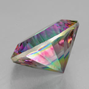 6.96캐럿 천연 탑 레인보우 미스틱 쿼츠, 라운드 컷, 13.12 mm, VVS