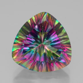 7.44캐럿 천연 탑 레인보우 미스틱 쿼츠, 트릴리언, 13×13 mm, VVS